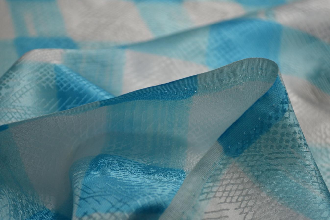 Seide - Blockstreifen blau/weiß