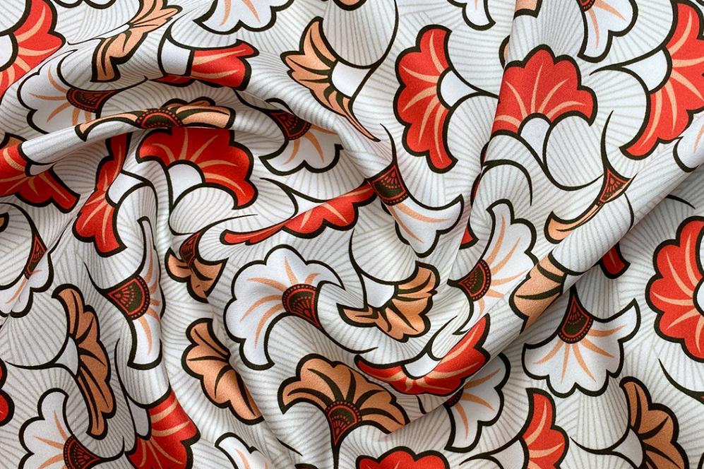 Baumwolle - orange Blumen