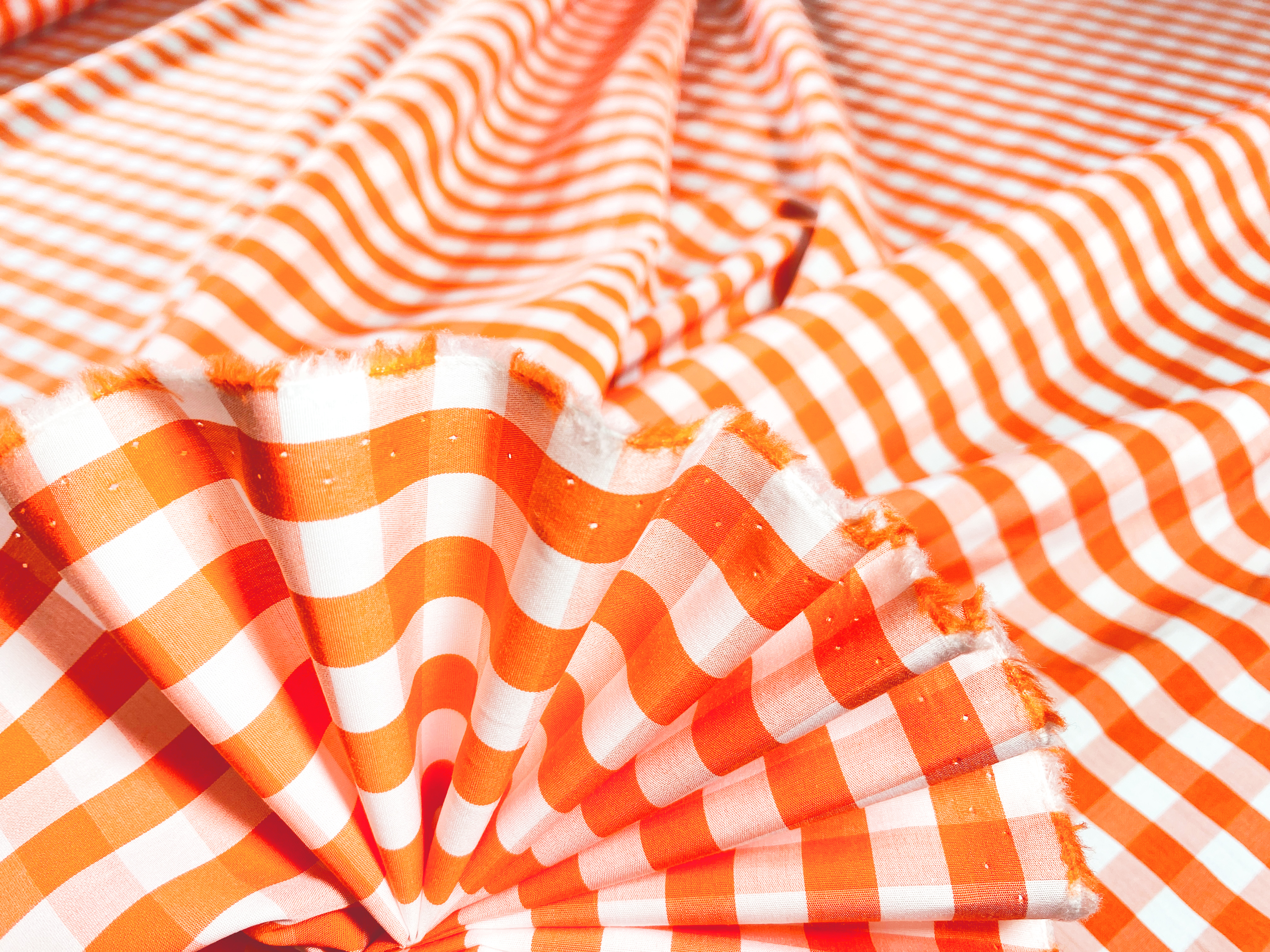 Baumwolle orange-weiß kariert