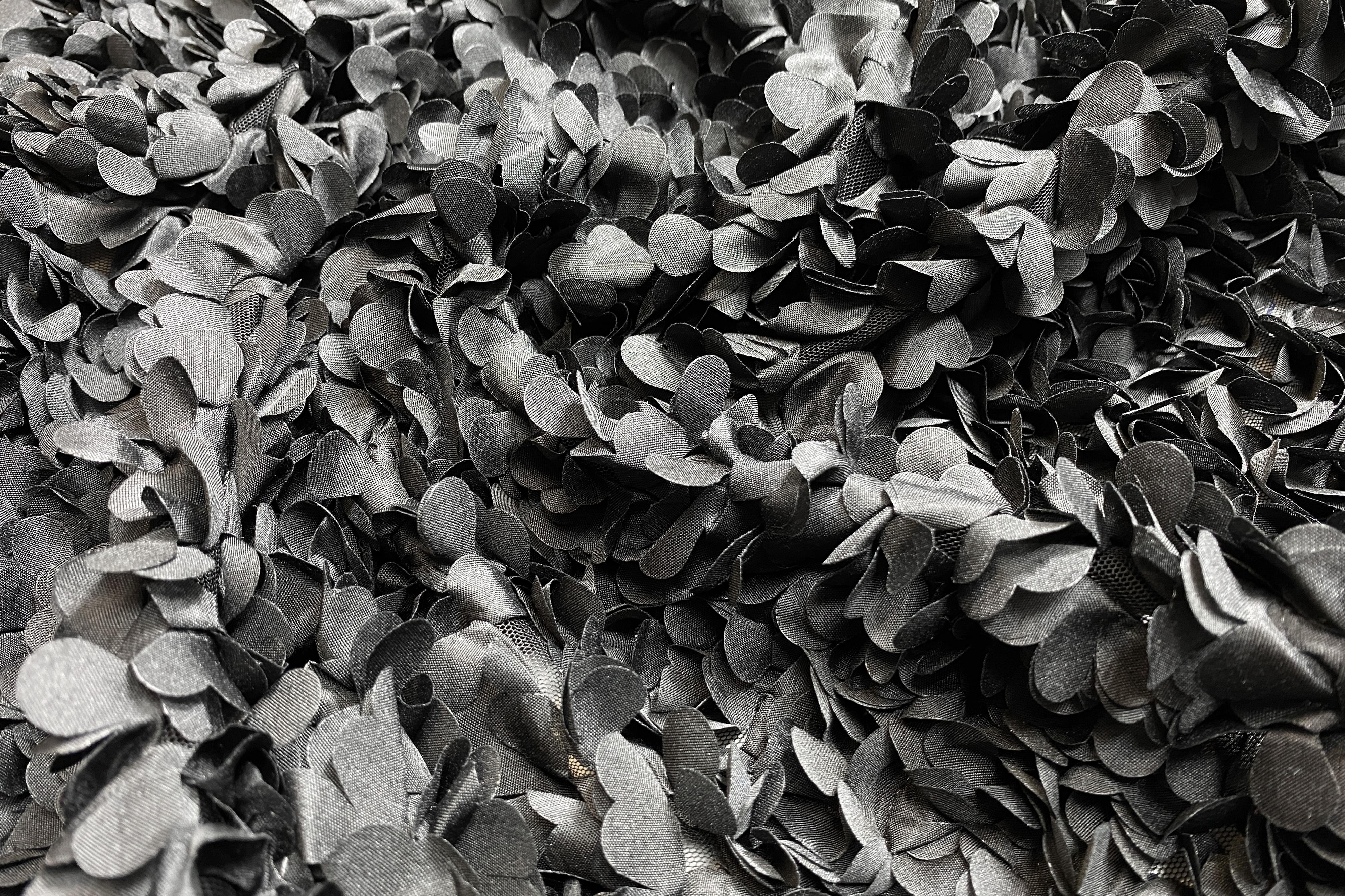 Schwarze Blumen auf Tüll