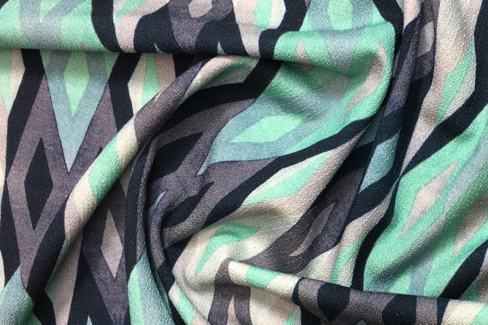 Schurwollstretch - Rautenmuster, türkis