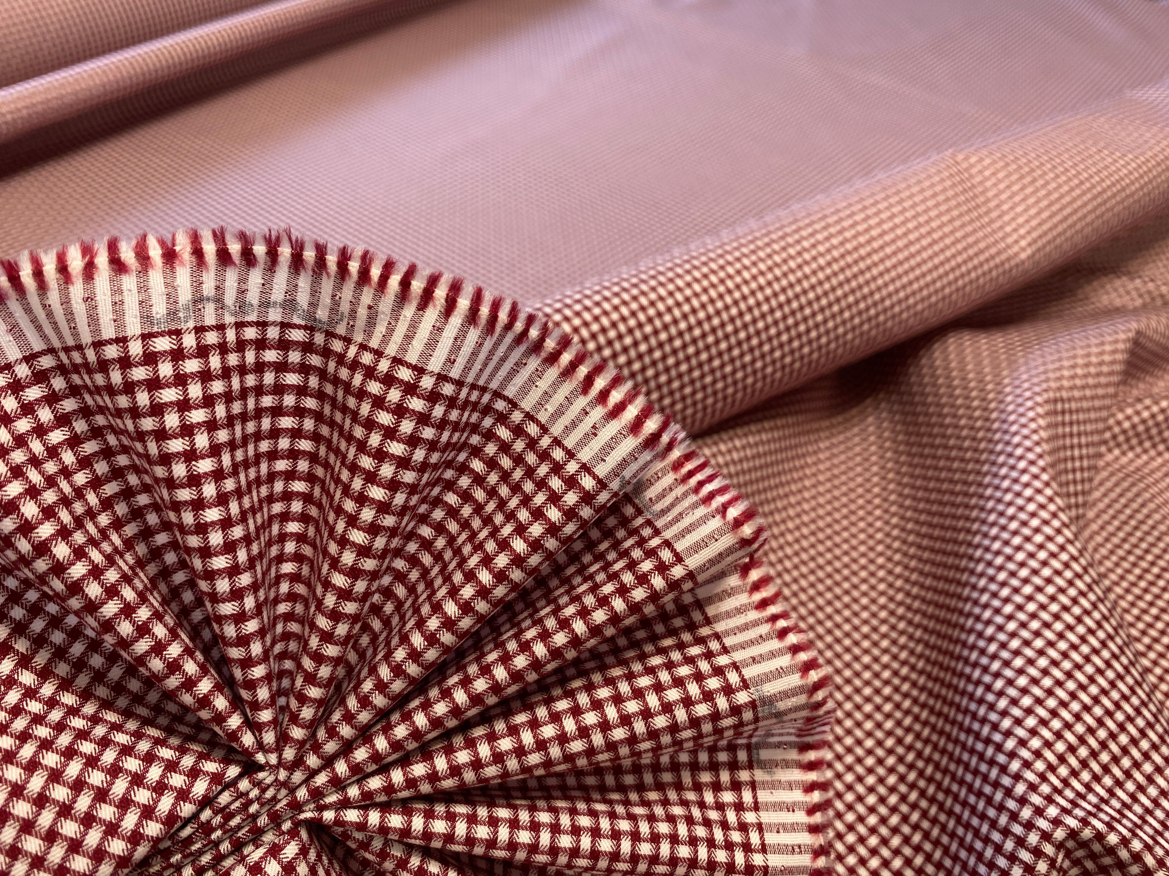 Baumwolle Flechtmuster dunkelrot-creme