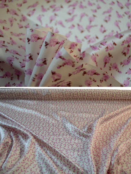 Satin - kleine Röschen auf weiß