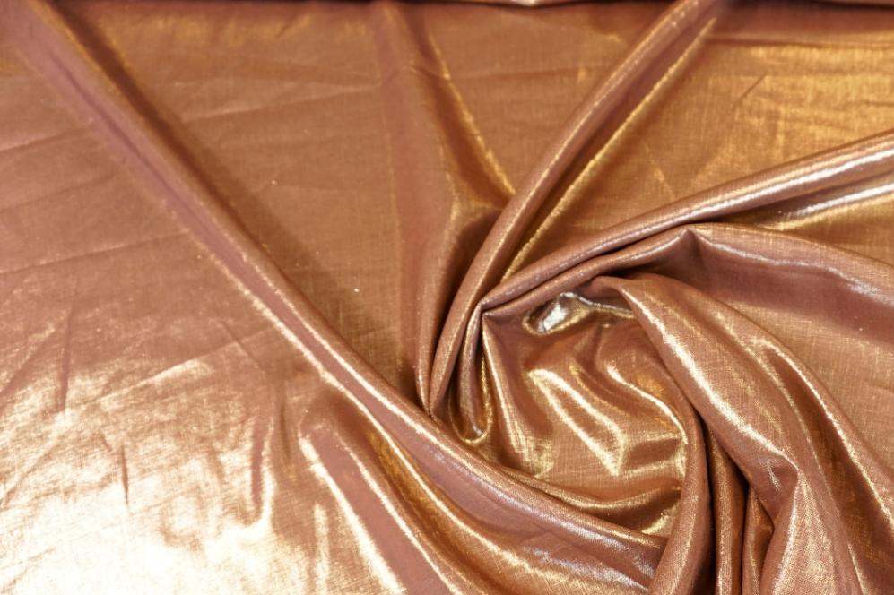 Leinenmischung mit Lurex - kupfer