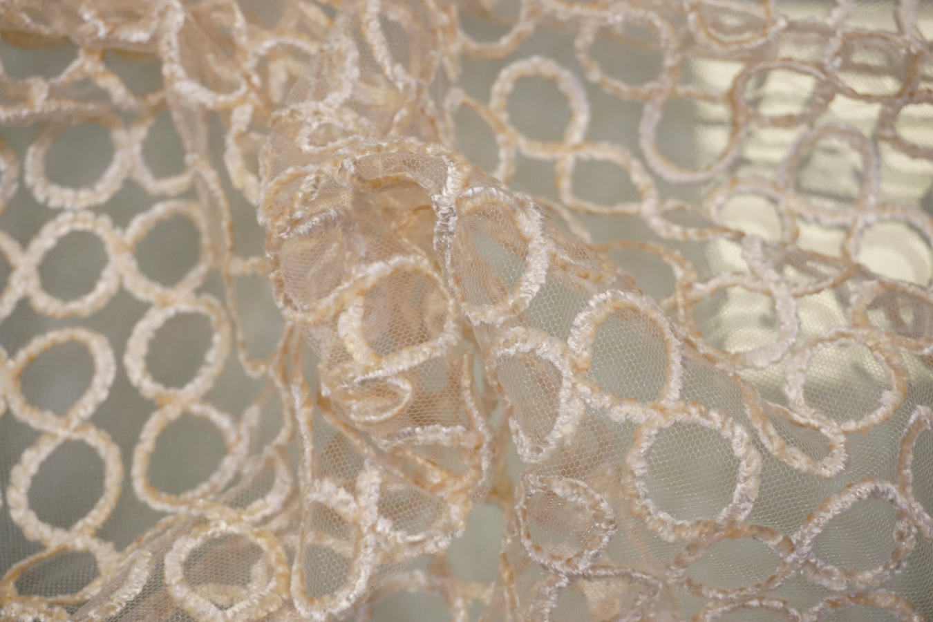 Tüll mit Chenillestickerei - apricot