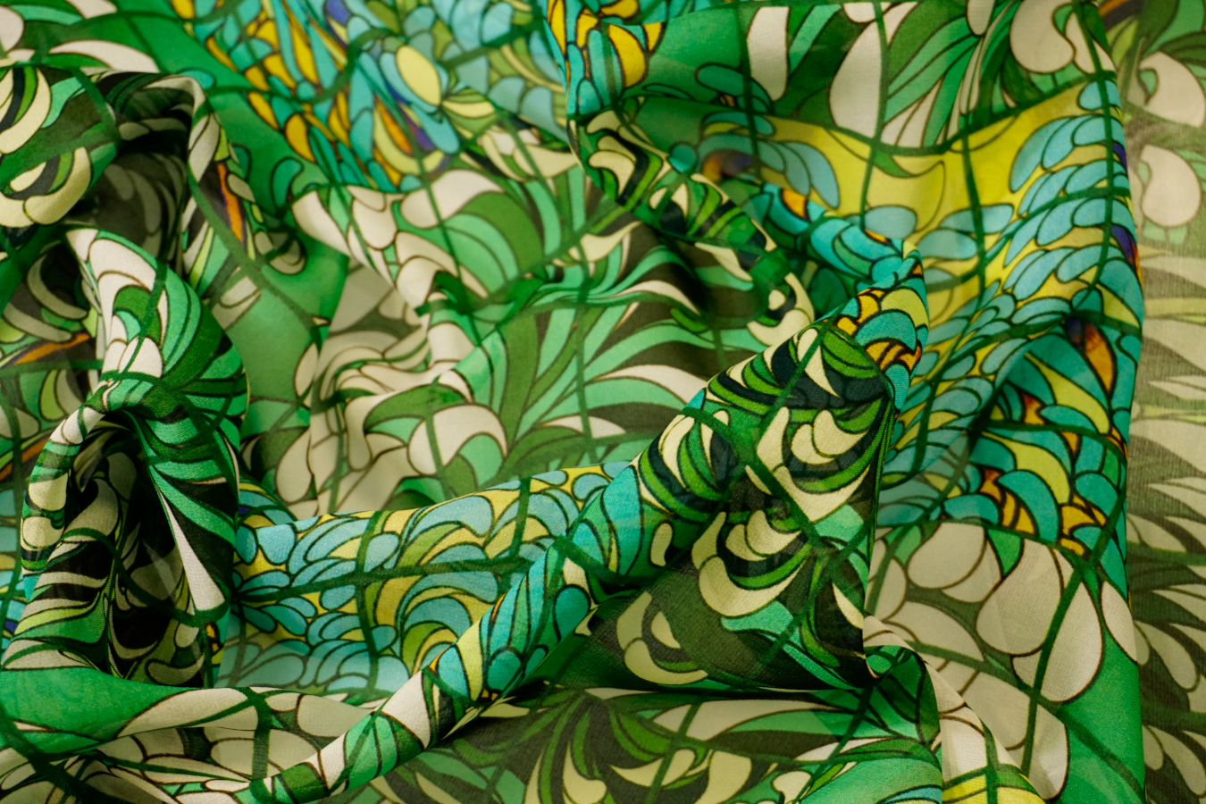 Seidencrêpe - Blätter mit Gitter