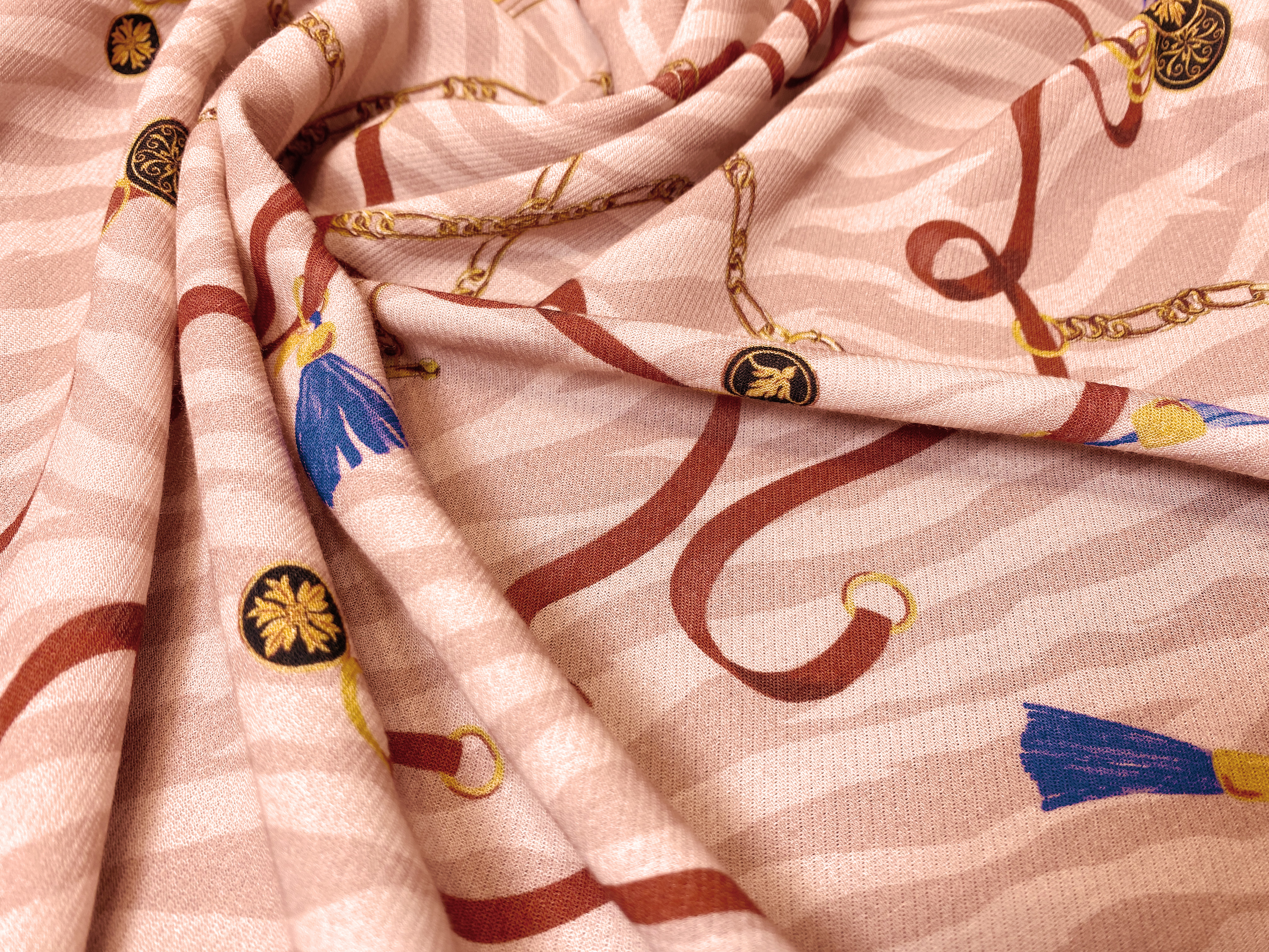 Viskose rosa-gold-blau-rot