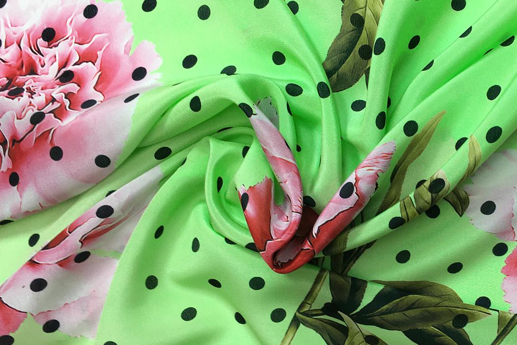 Crêpe de Chine - Nelken mit Punkten