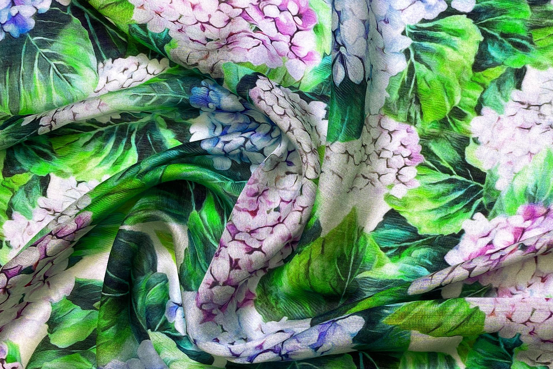 Baumwolle-Seidenmischung Hortensien