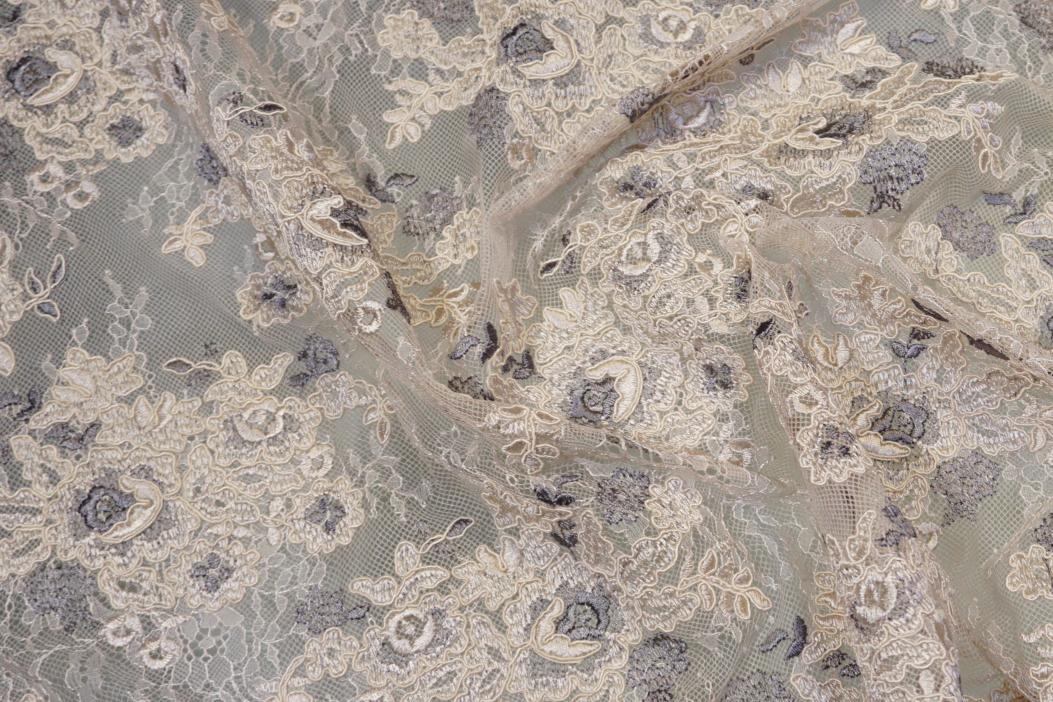 Gimpenspitze - elfenbein/grau