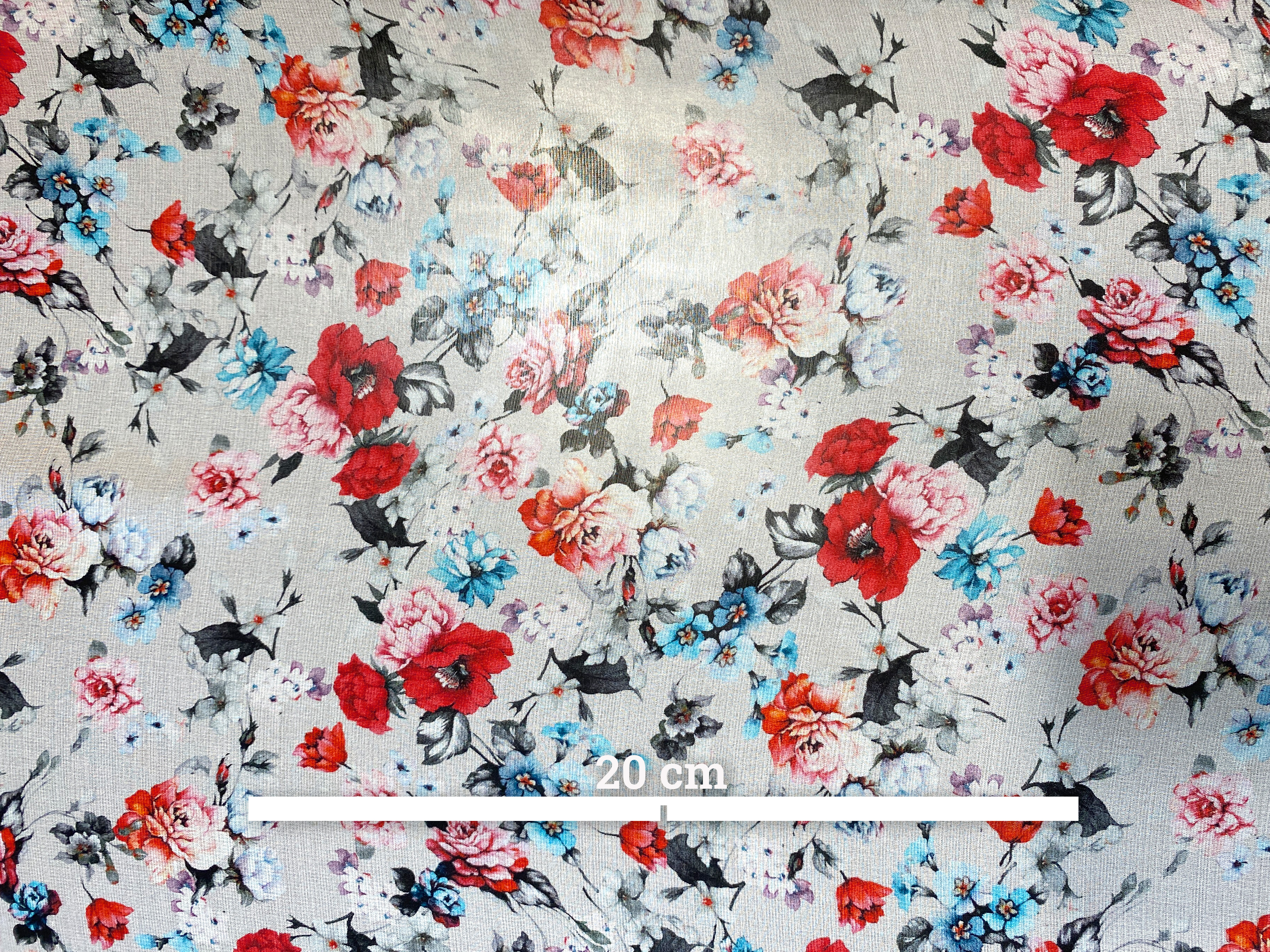 Chiffon Blumen auf hellgrau