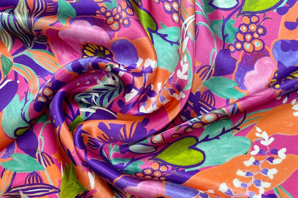 Seidensatin - große Blumen