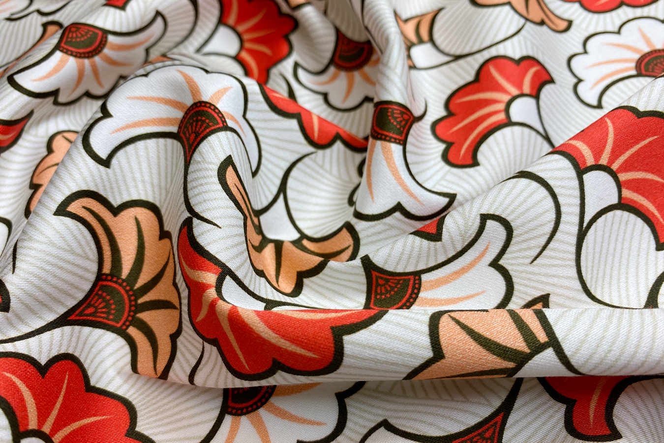 Baumwolle - orange Blumen