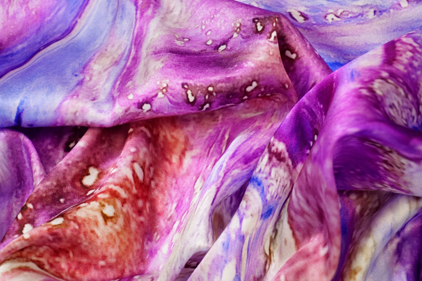 Seidenstretch - Marmormuster pink-violett-blau