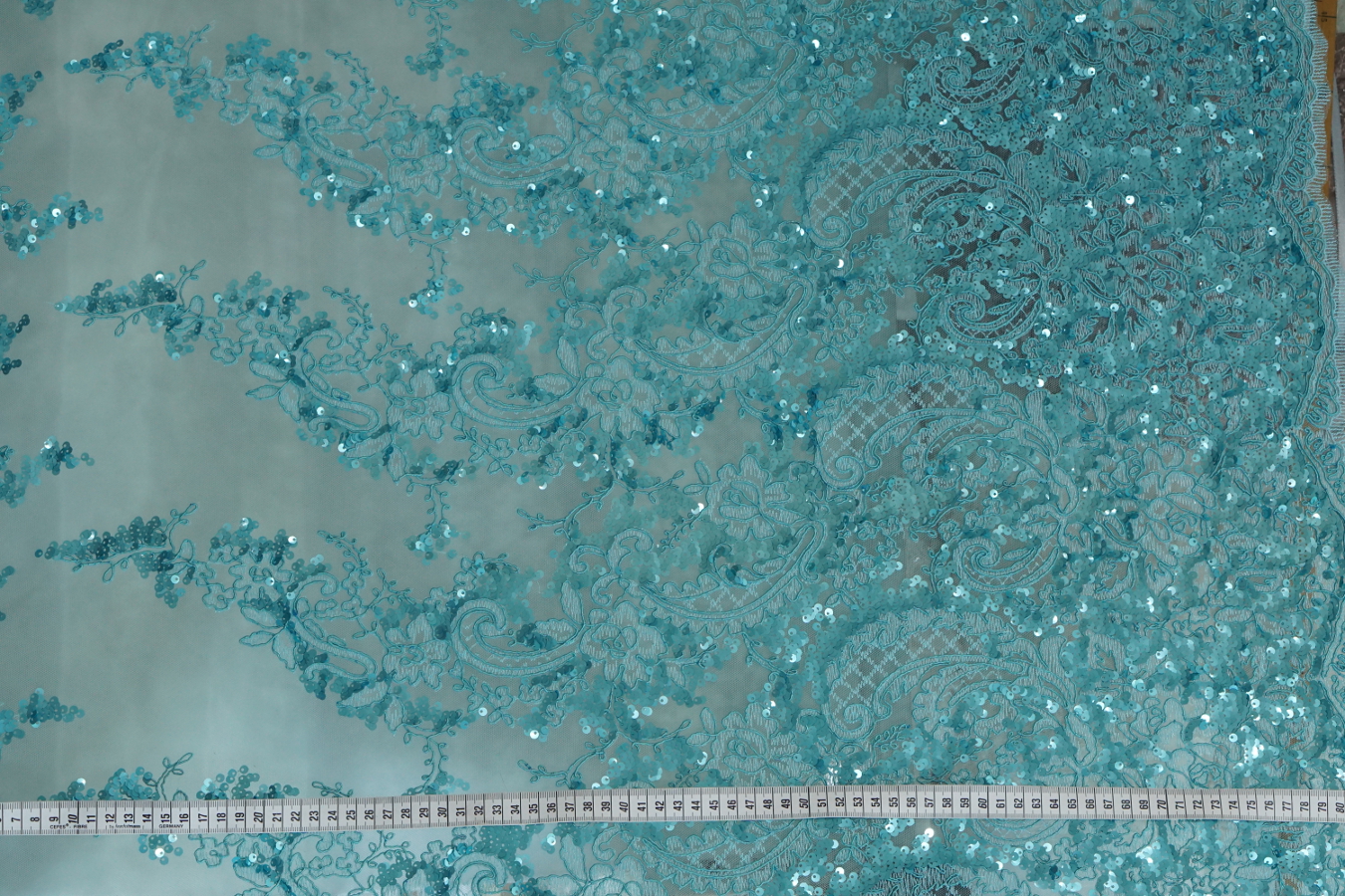 Gimpenspitze mit Pailletten - türkis