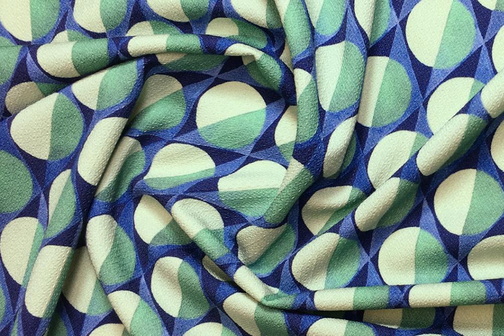 Schurwolle Punktmuster grün-blau