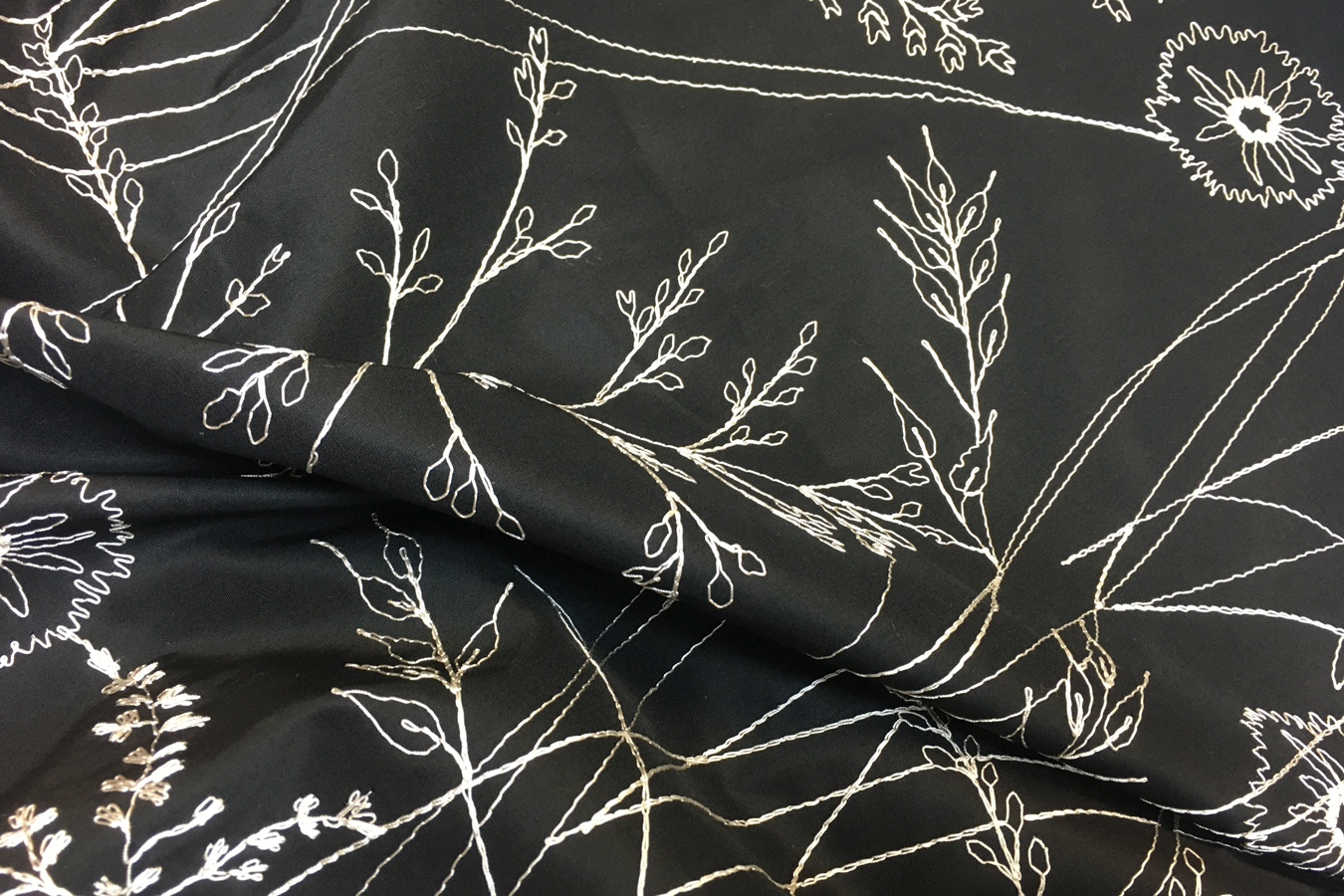 Bestickter Baumwollrips - Bordüre