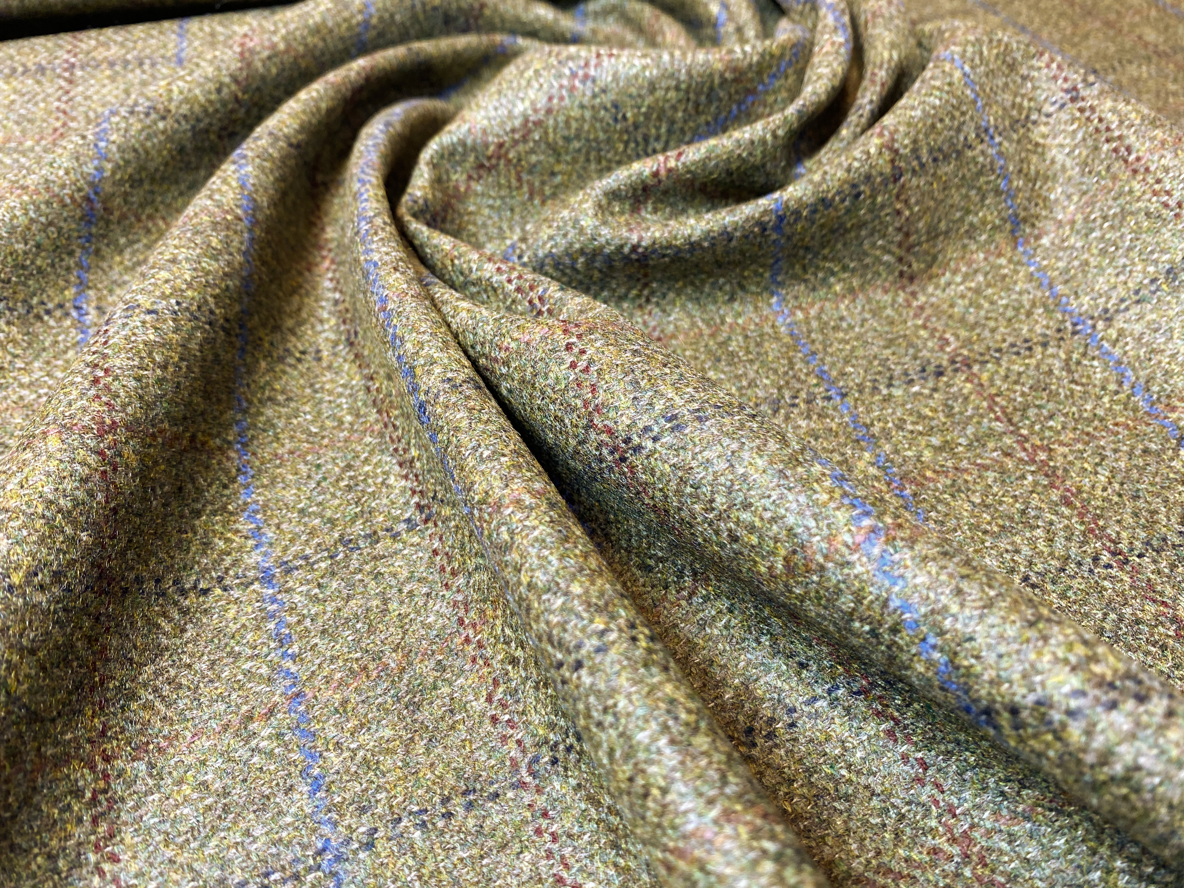 Schurwolle grün kariert