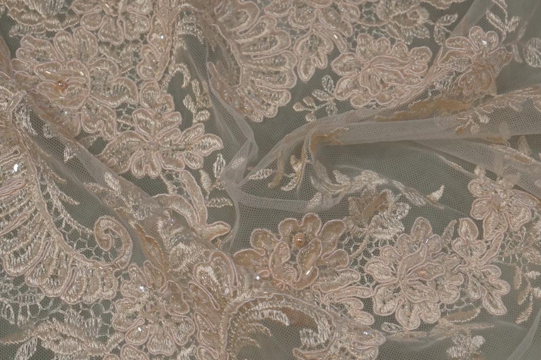 Bestickte Spitze - blassrosa