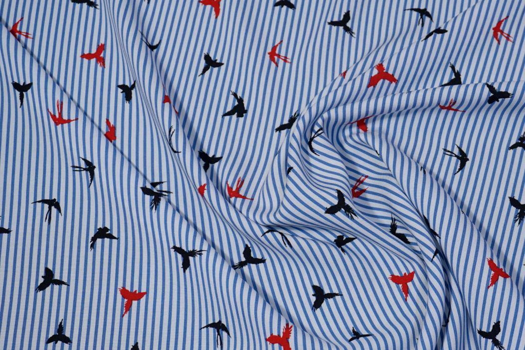 Viskose - Vögel auf Streifen