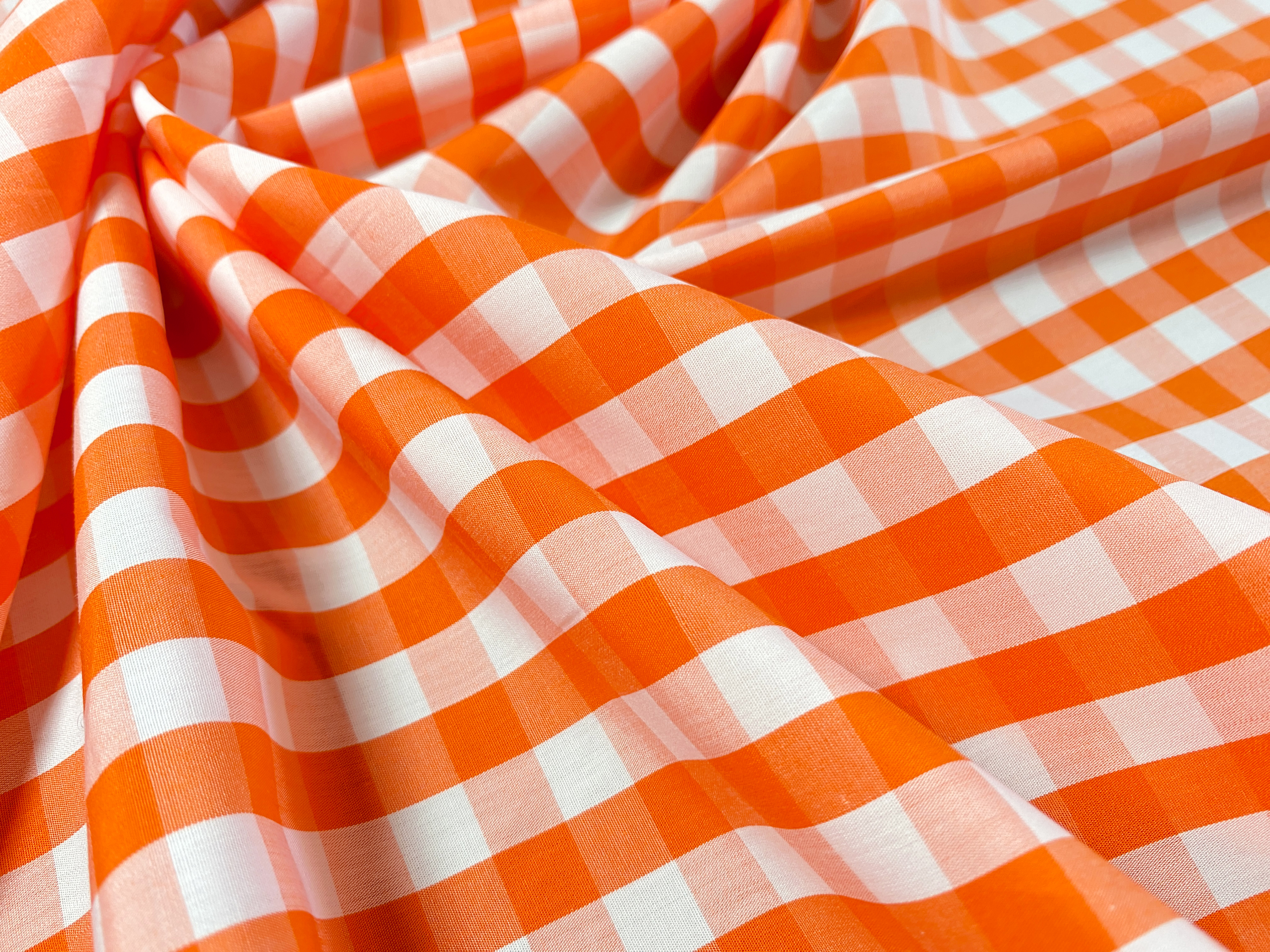 Baumwolle orange-weiß kariert